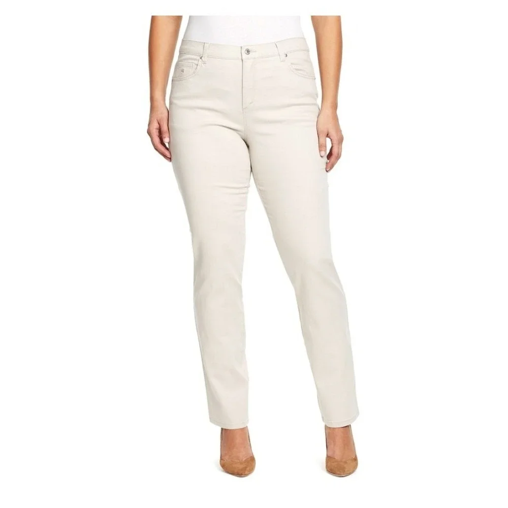 Gloria Vanderbilt Amanda Jeans Pants Women 24W Average Classic Tapered Beige NEW